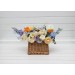 Bridesmaid Basket with Peach, Orange, Dusty Blue, Ivory, Lilac Flowers | Wildflower Wedding Bouquet