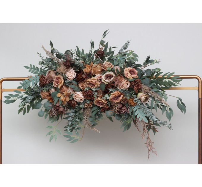 Beige, Brown & Eucalyptus Greenery Wedding Arch Arrangement | Faux Floral Archway for Wedding