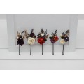 Set of 5 Bobby Pins in Black, Gold, Purple, Ivory & Rust Color Scheme | Flower Hair Pins for Bridesmaids
