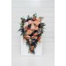 Peach & Navy Blue Cascading Bridal Bouquet – Elegant Faux Florals for Weddings
