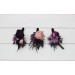 Wedding Boutonnieres and Wrist Corsage in Purple, Fuchsia, Pink & Black – Elegant Flower Accessories