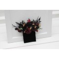 Black, Burgundy & Gold Pocket Boutonniere – Luxe Faux Square Floral Accessory