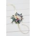 Wedding Boutonnieres & Wrist Corsage in Dusty Blue, Blush Pink & Yellow | Wildflower Faux Flower Accessories