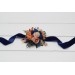 Peach & Navy Blue Wedding Boutonnieres and Wrist Corsages – Sophisticated Faux Flower Accessories