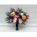Peach & Navy Blue Cascading Bridal Bouquet – Elegant Faux Florals for Weddings