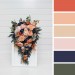 Peach & Navy Blue Cascading Bridal Bouquet – Elegant Faux Florals for Weddings