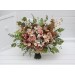 Dusty Rose, Olive, Beige & Brown Bridal Bouquet – Elegant Faux Blooms for Bride and Bridesmaids