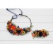 Burnt Orange, Rust & Navy Blue Flower Comb – Faux Hair Accessory for Bride and Bridesmaids