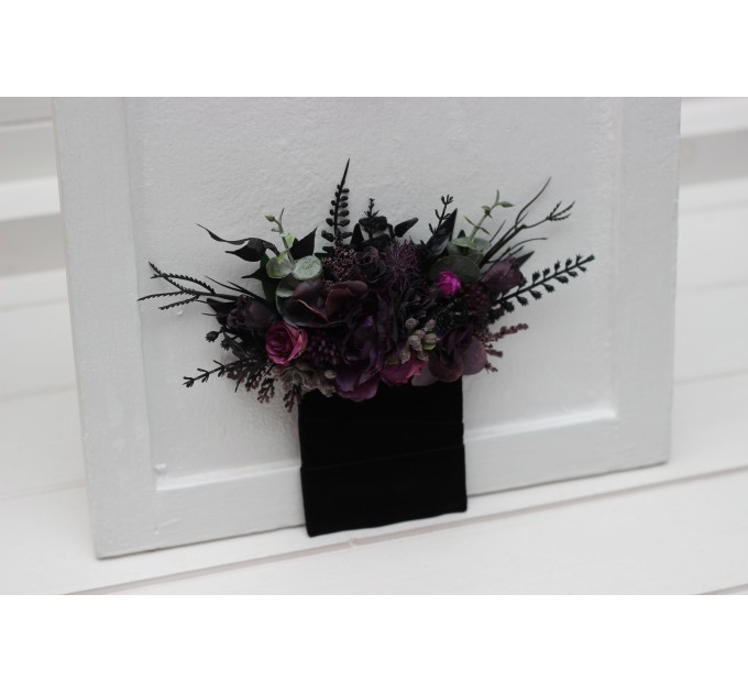 Black, Purple & Magenta Pocket Boutonniere – Bold Faux Square Flower Accessory