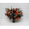 Teal, Rust, Gold, Plum & Mustard Wedding Bouquets – Jewel-Tone Faux Blooms for Bride and Bridesmaids