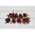 Set of 10 Burgundy, Orange & Purple Bobby Pins with Sunflowers – Wedding Hair Accessories & Bridesmaid Gifts