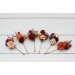 Set of 6 Burnt Orange, Red & Burgundy Flower Hair Pins – Wedding Hair Accessories & Bridesmaid Gifts
