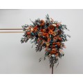Flower Arch Arrangement in Teal, Rust, Burgundy & Gold | Faux Floral Archway for Wedding