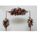  Flower arch arrangement in rust burgundy cinnamon  colors.  Arbor flowers. Floral archway. Faux flowers for wedding arch. 0044