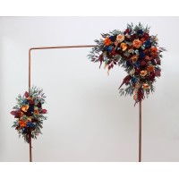  Flower arch arrangement in rust orange burgundy navy blue colors blue colors.  Arbor flowers. Floral archway. Faux flowers for wedding arch. 0043