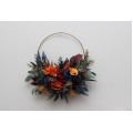 Flower hoop rust orange burgundy navy blue colors. Alternative bridesmaid bouquet. 0043