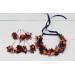 Orange burgundy navy blue  flower crown. Hair wreath. Flower girl crown. Wedding flowers. 0042