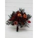 Wedding bouquets in rust burgundy cinnamon colors. Bridal bouquet. Cascading bouquet. Faux bouquet. Bridesmaid bouquet. 0044