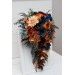 Wedding bouquets in rust orange burgundy navy blue colors. Bridal bouquet. Cascading bouquet. Faux bouquet. Bridesmaid bouquet. 0043