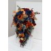 Wedding bouquets in rust orange burgundy navy blue colors. Bridal bouquet. Cascading bouquet. Faux bouquet. Bridesmaid bouquet. 0043