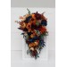 Wedding bouquets in rust orange burgundy navy blue colors. Bridal bouquet. Cascading bouquet. Faux bouquet. Bridesmaid bouquet. 0043