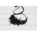 Gothic Flower Crown in Deep Purple, Black & Dark Green – Faux Hair Wreath for Weddings and Flower Girls