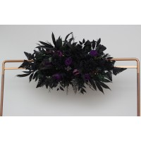  Flower arch arrangement in deep purple royal purple black and dark green colors.  Arbor flowers. Floral archway. Faux flowers for Gothic wedding. 5411