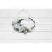 White & Sky Blue Flower Crown with Daisies – Delicate Faux Hair Wreath for Weddings and Flower Girls