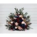 Burgundy, Navy & Gold Standing Flowers with Peacock Feathers – Luxe Wedding Aisle & Floor Décor
