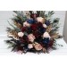 Burgundy, Navy & Gold Standing Flowers with Peacock Feathers – Luxe Wedding Aisle & Floor Décor