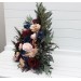 Burgundy, Navy & Gold Standing Flowers with Peacock Feathers – Luxe Wedding Aisle & Floor Décor