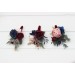 Burgundy, Navy Blue, Gold & Pink Wedding Boutonnieres and Wrist Corsages – Faux Floral Accessories