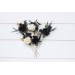 Set of 5 Black, Gold, Ivory & Green Hair Pins – Gothic Faux Flower Accessories for Bridesmaids