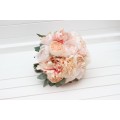 Classic Round Bridal Bouquet in Peach & Blush Pink – Elegant Faux Wedding Blooms