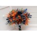 Wedding Bouquets in Navy Blue & Rust | Cascading Faux Bridal & Bridesmaid Bouquets