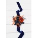 Navy Blue & Rust Wedding Boutonnieres and Wrist Corsages – Faux Floral Accessories with Warm Elegance