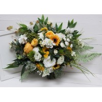 Sunflower bouquet bridal and bridesmaid bouquets. White yellow faux bouquet for rustic wedding . Artificial  blooms. 5237