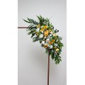 Sunflower Wedding Arch Arrangement – Faux White, Yellow & Green Floral Arbor Décor