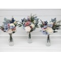 Dusty Mauve, Blue & Ivory Mini Bouquets – Faux Table Flowers for Wedding Centerpieces