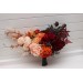 Ombre Wedding Bouquets in Burgundy, Red, Peach & Orange | Faux Bridal & Bridesmaid Bouquets