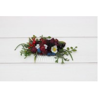 Flower comb with berries. Wedding accessories for hair. Bridal flower comb. Bridesmaid floral comb. 5050