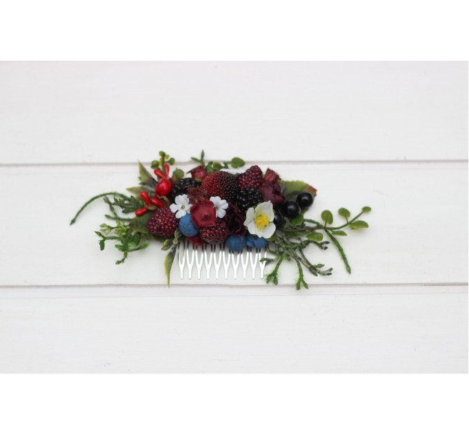 Flower Comb with Berries | Wedding Accessories for Hair | Bridal and Bridesmaid Floral Comb