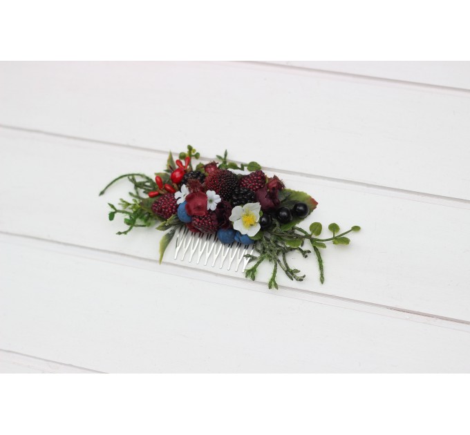 Flower Comb with Berries | Wedding Accessories for Hair | Bridal and Bridesmaid Floral Comb