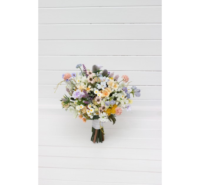 Colorful Wildflower Bridal Bouquet – Faux Daisy Posy in Spring & Summer Tones