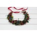 Berry Wedding Crown – Faux Wild Berry Headpiece with Red Ribbon for Rustic Brides