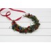Berry Wedding Crown – Faux Wild Berry Headpiece with Red Ribbon for Rustic Brides