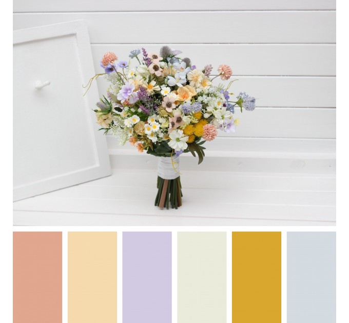 Colorful Wildflower Bridal Bouquet – Faux Daisy Posy in Spring & Summer Tones