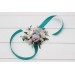 Pastel Pocket Boutonniere & Wrist Corsage – Faux Wedding Flowers in Turquoise, Lilac, Blush & White