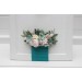 Pastel Pocket Boutonniere & Wrist Corsage – Faux Wedding Flowers in Turquoise, Lilac, Blush & White