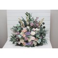 Pastel Standing Wedding Flowers – Turquoise, Lilac, Blush Pink & White Aisle Décor